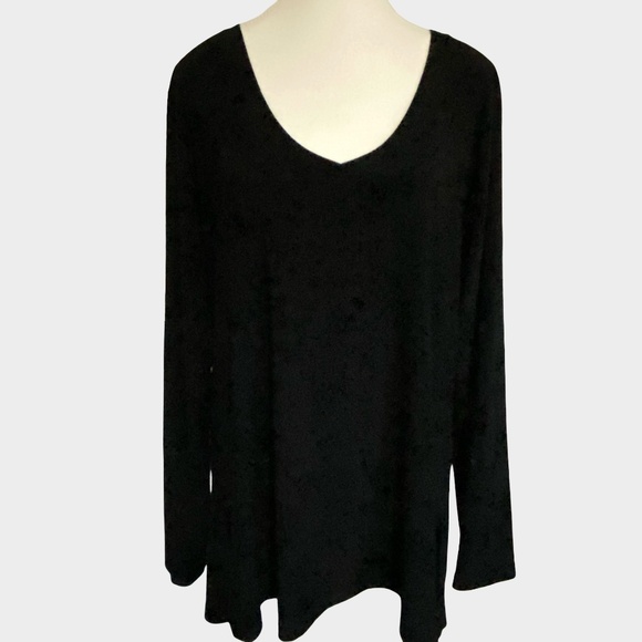 Sympli Black V-Neck Stretch Relaxed Fit Basic Long Sleeve Top- Sz- L - Picture 1 of 12
